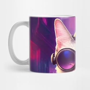 Techno Cat In Japan Neon City Mug